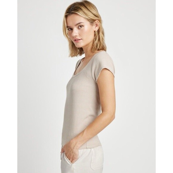 Splendid Selena Stripe Short Sleeve Tee Medium Ribbed Basic Capsule Minimalist - Picture 3 of 10